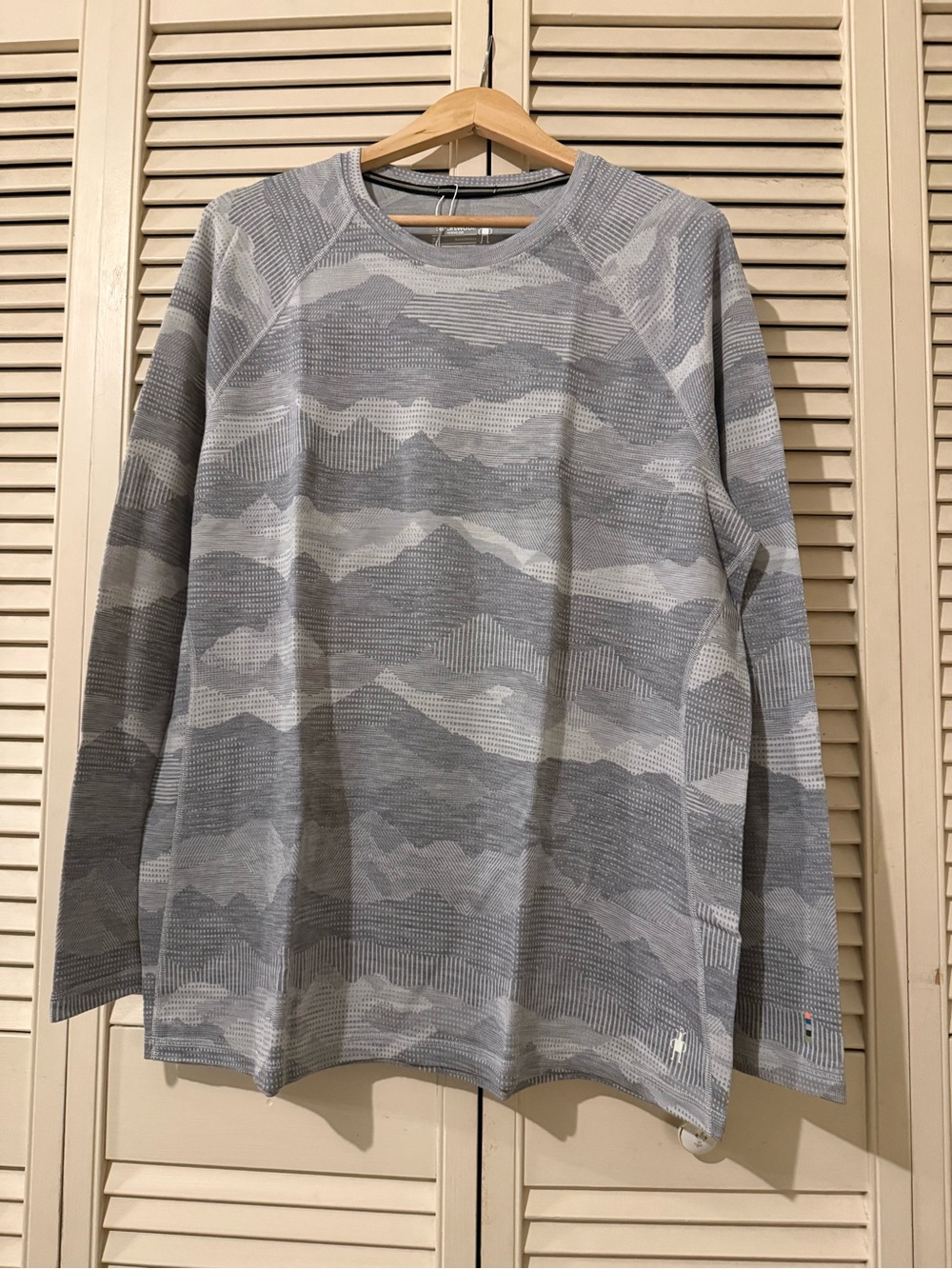 Smartwool Men's Gray and Light Gray Camouflage-Pattern Crewneck Sweater